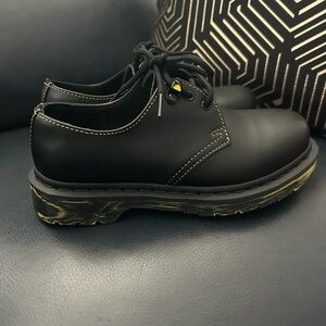 Dr. Martens 1461 Marbled Sole‎ Black Leather Yellow Marble Oxford M 4 Women’s 5